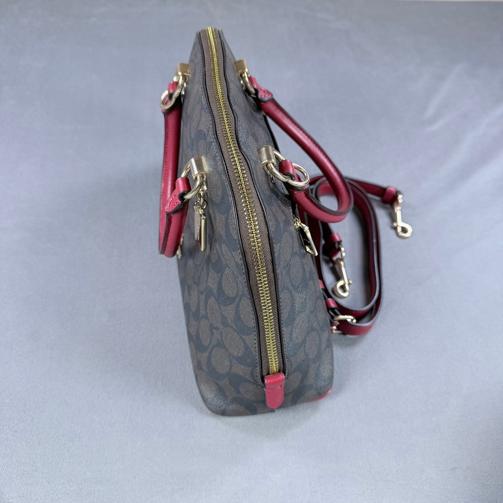 Coach Sierra Satchel Signature Coated Canvas Brown Red 13x9.5 Gold Hardware 2558 - Picture 16 of 16